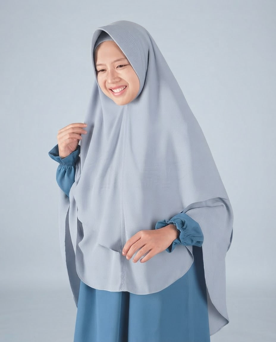 Khimar Dames ā Fitri zacht kapje van Hijab Alila, productfoto 4. De afgebeelde abaya is niet inbegrepen.