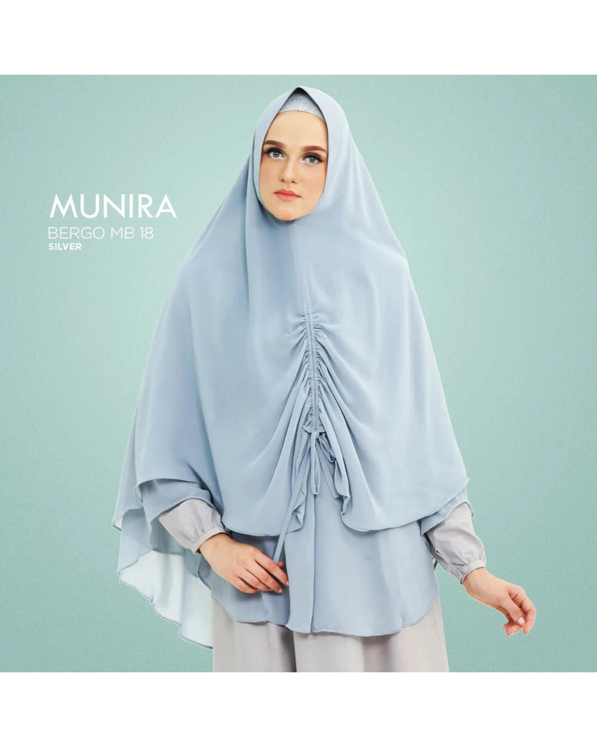 Khimar MB18 donkerblauw gecombineerd met Abaya Belva Cream
