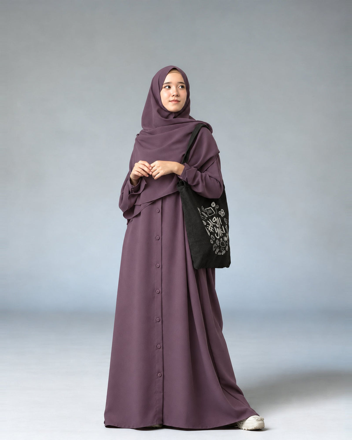Abaya Yarasa voor dames in paars – Hijab Heela
