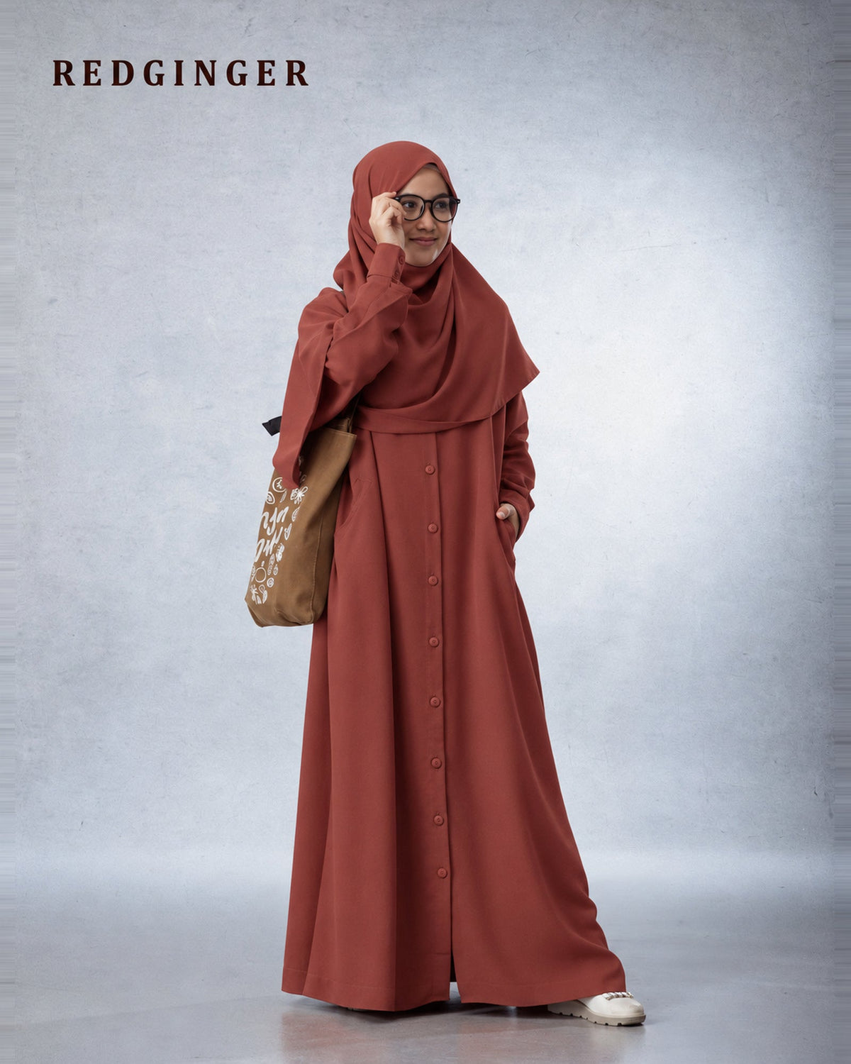 Abaya Yarasa voor dames in Red Ginger – Hijab Heela