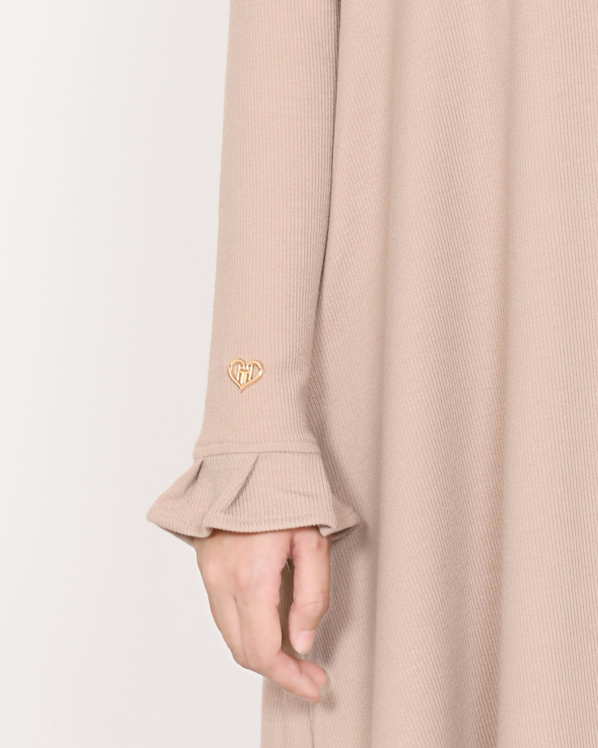 Abaya Dames knit  detail Eliana Cream Hijabheela