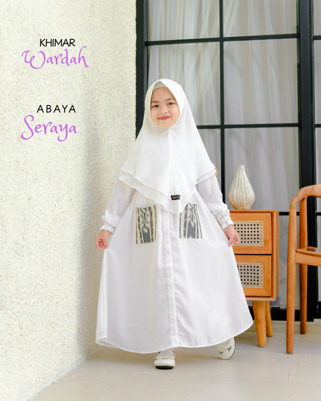 Khimar Wardah Kids White - Full Body Seraya - Hijab Heela
