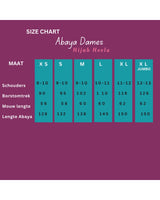 Abaya Dames Eida – maattabel