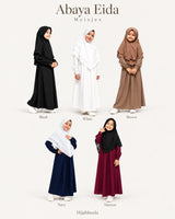 Abaya meisjes Eida – Black, White, Brown, Navy en Maroon – Hijab Heela