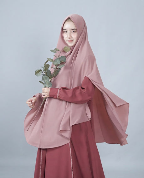 Khimar Dames – Khimar Dhuha – Met kapje van Hijab Alila, productfoto 5. De afgebeelde abaya is niet inbegrepen.
