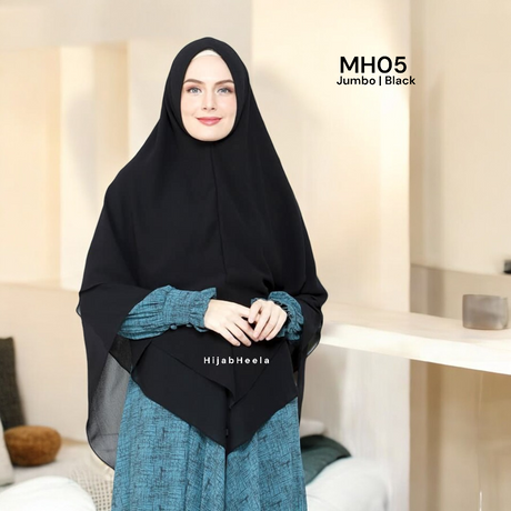 Khimar Dames – MH05 zacht kapje van Munira, productfoto 16. De afgebeelde abaya is niet inbegrepen.