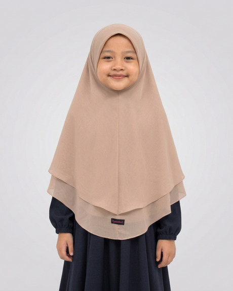 Khimar Meisjes Gaya cappuccino - model vooraanzicht