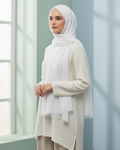 Pasmina Mizara on model - White